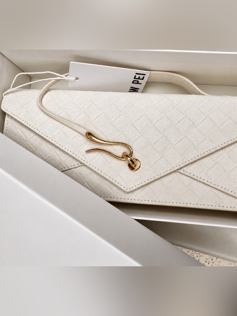 JW PEI suede White and gold  Crossbody Bag Box new with defects